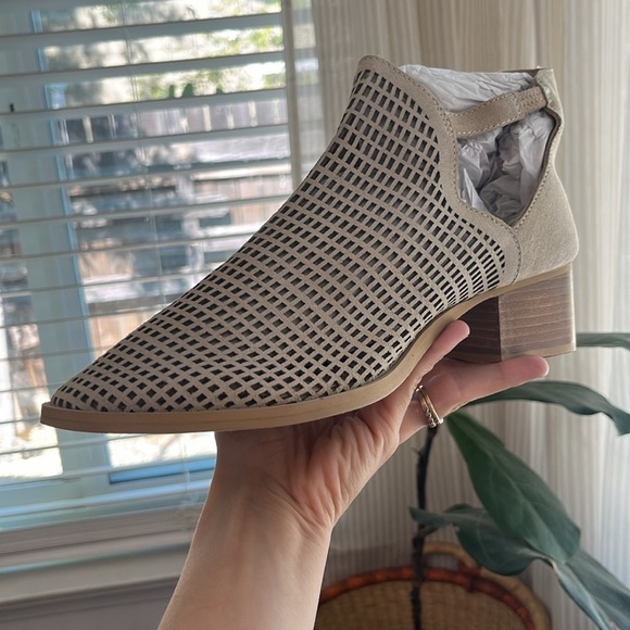 Rag & Co ROSALYN Beige Block Heeled Cut-Out Sandal Mule Ankle Strap - Picture 7 of 8